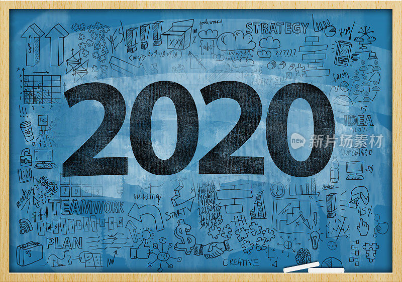 2020年新年/带图表和图表概念的蓝板(点击查看更多)
